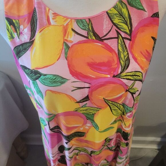 Pappagallo Dress Pink Lemons Fruit Print Size Large - Picture 2 of 9
